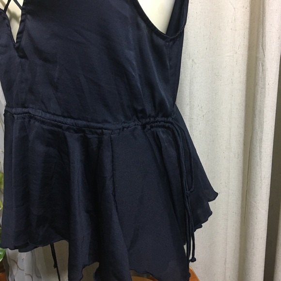 Free People Ruffle Drawstrings Cami, Blue Small - Picture 5 of 10